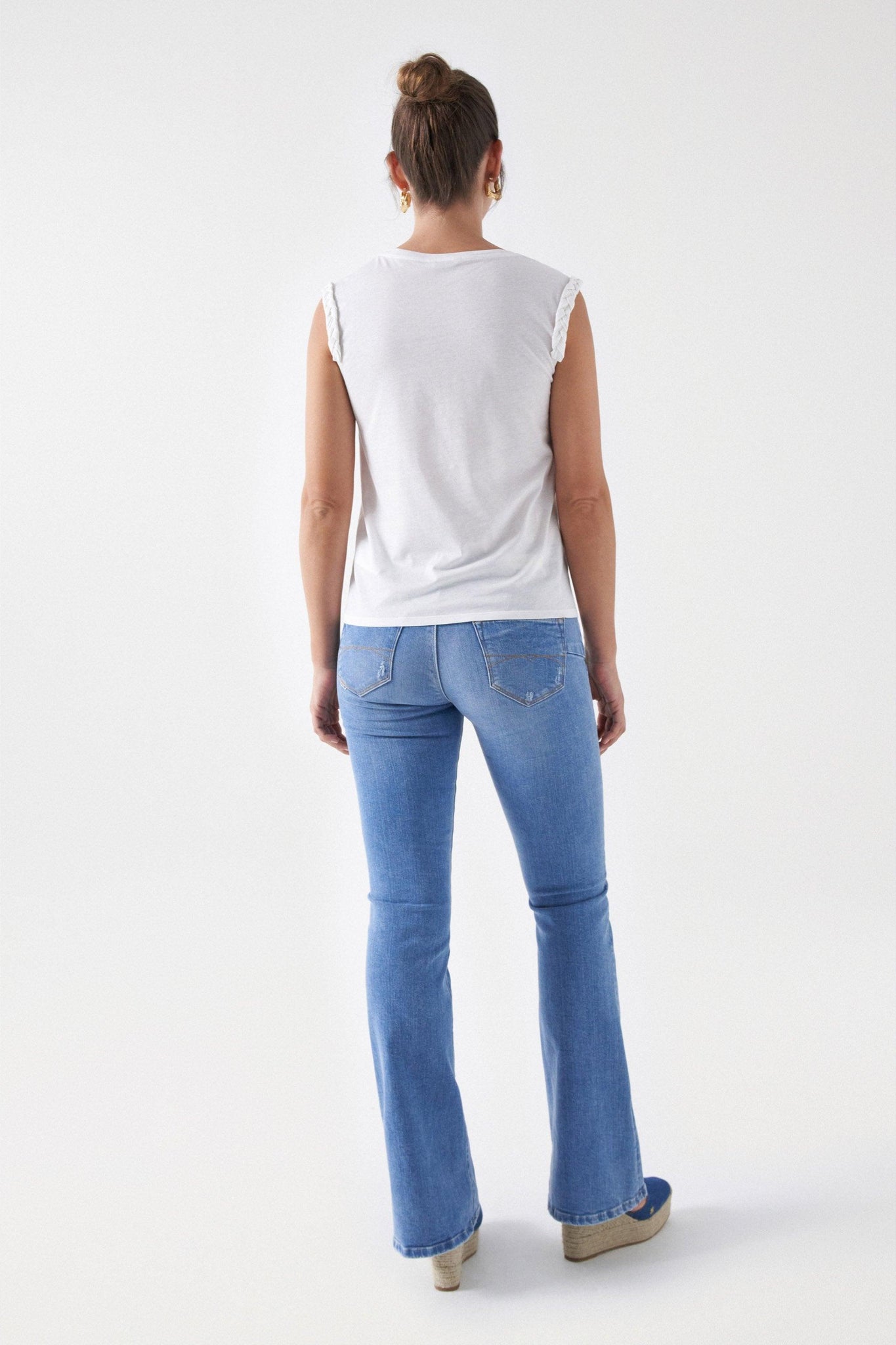 Camiseta Salsa Jeans con Detalle Trenzado - ECRU