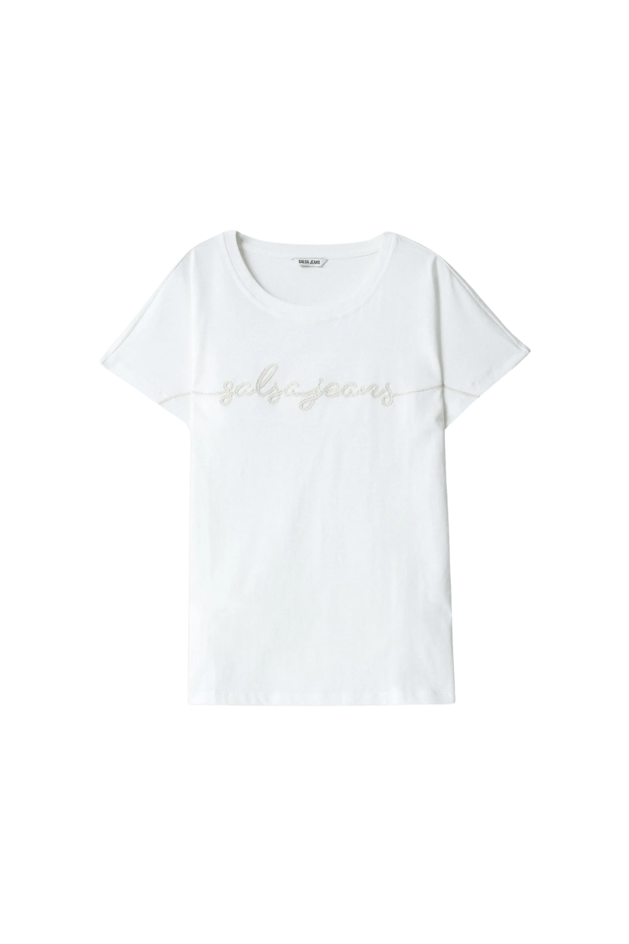 Camiseta Salsa Jeans con Marca Bordada - ECRU