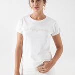 Camiseta Salsa Jeans con Marca Bordada - ECRU
