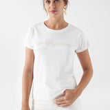 Camiseta Salsa Jeans con Marca Bordada - ECRU