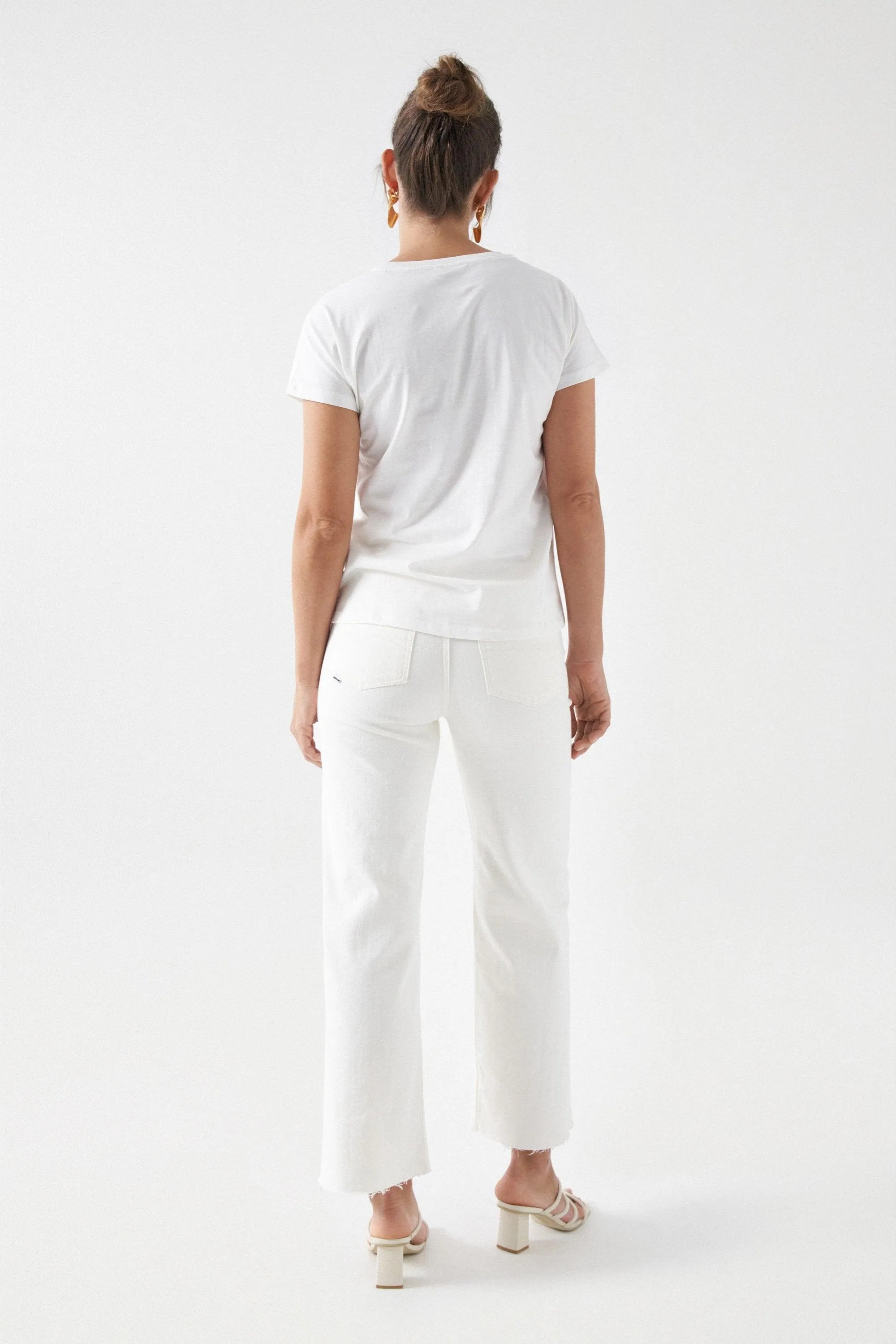 Camiseta Salsa Jeans con Marca Bordada - ECRU