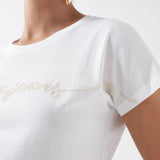 Camiseta Salsa Jeans con Marca Bordada - ECRU