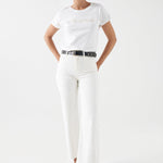 Camiseta Salsa Jeans con Marca Bordada - ECRU
