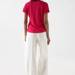 Camiseta Salsa Jeans de Lino con Detalle de Brillo - ECRU