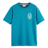 Camiseta Scotch & Soda Left Chest Artwork Petrol Blue - ECRU
