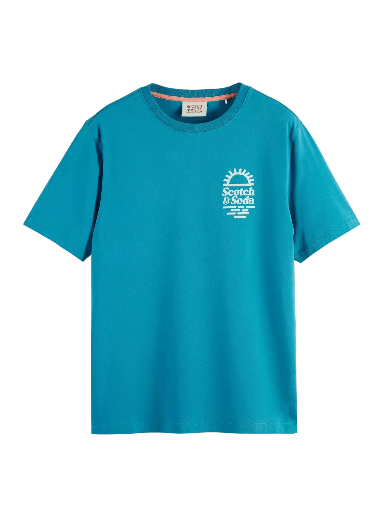 Camiseta Scotch & Soda Left Chest Artwork Petrol Blue - ECRU