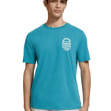 Camiseta Scotch & Soda Left Chest Artwork Petrol Blue - ECRU