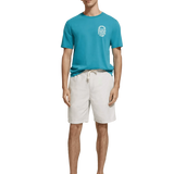 Camiseta Scotch & Soda Left Chest Artwork Petrol Blue - ECRU