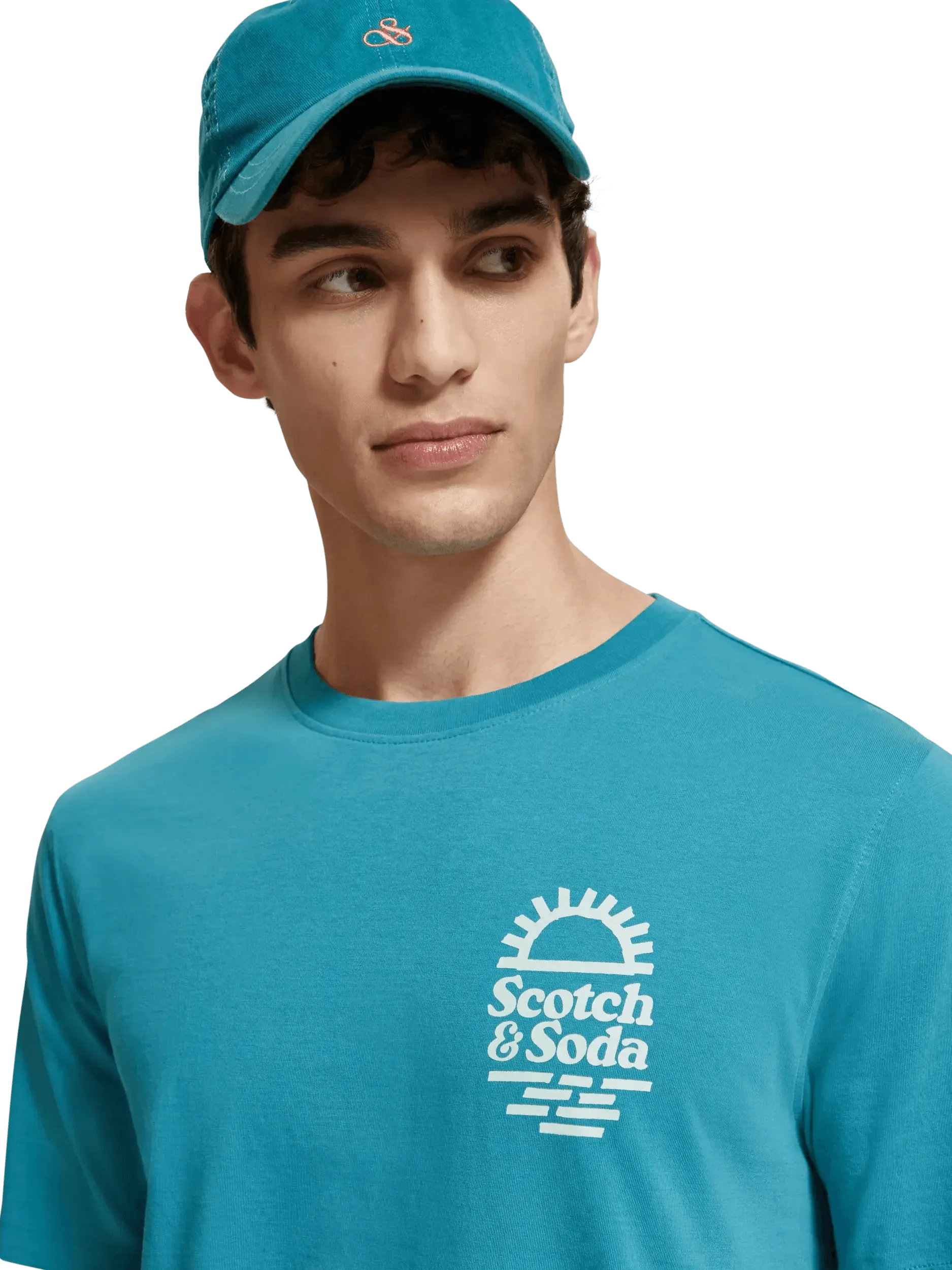 Camiseta Scotch & Soda Left Chest Artwork Petrol Blue - ECRU