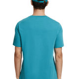 Camiseta Scotch & Soda Left Chest Artwork Petrol Blue - ECRU