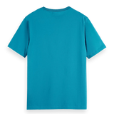 Camiseta Scotch & Soda Left Chest Artwork Petrol Blue - ECRU