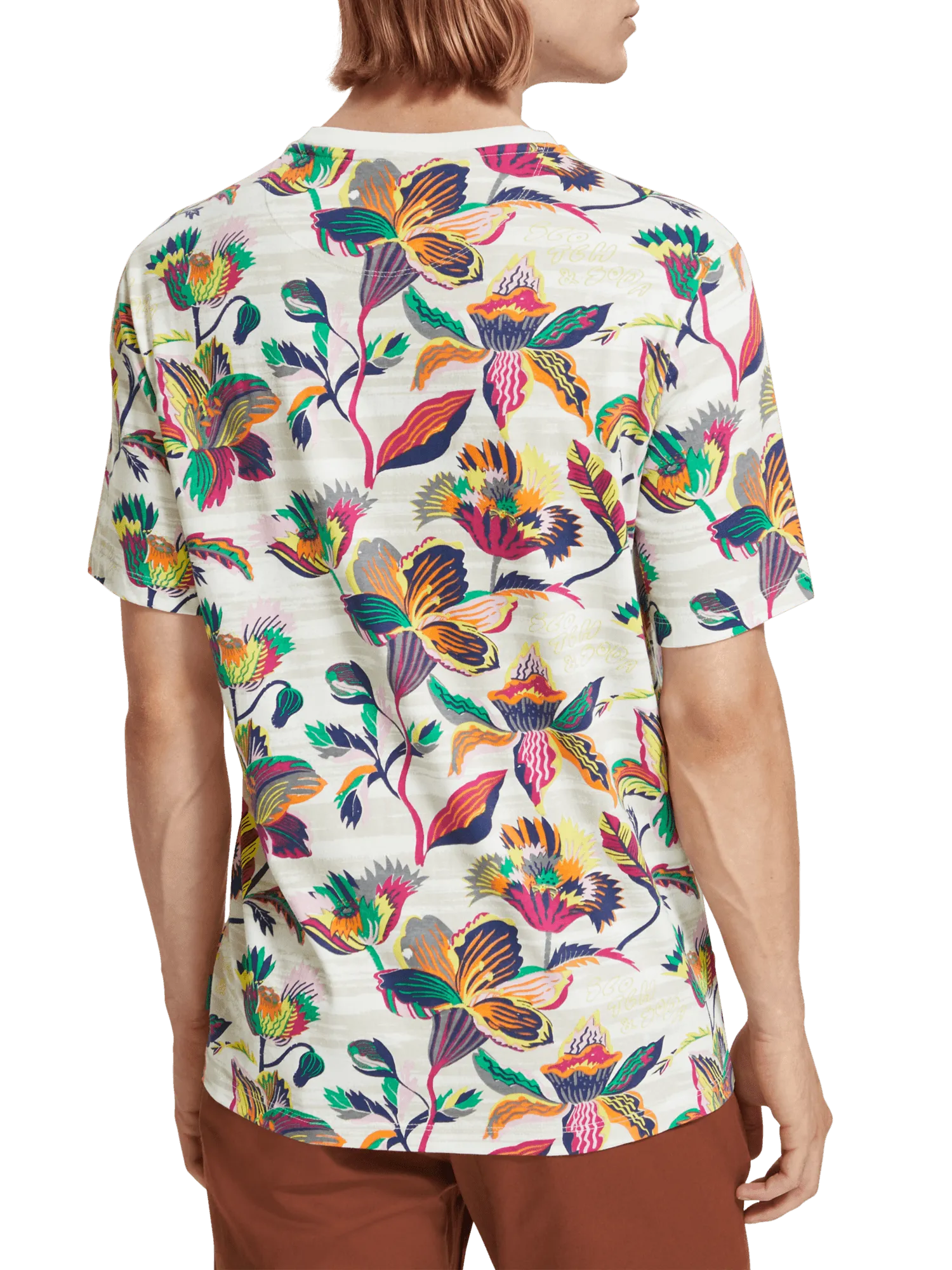 Camiseta Scotch and Soda Regular Fit Algodón Orgánico Print Allover - ECRU