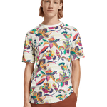 Camiseta Scotch and Soda Regular Fit Algodón Orgánico Print Allover - ECRU