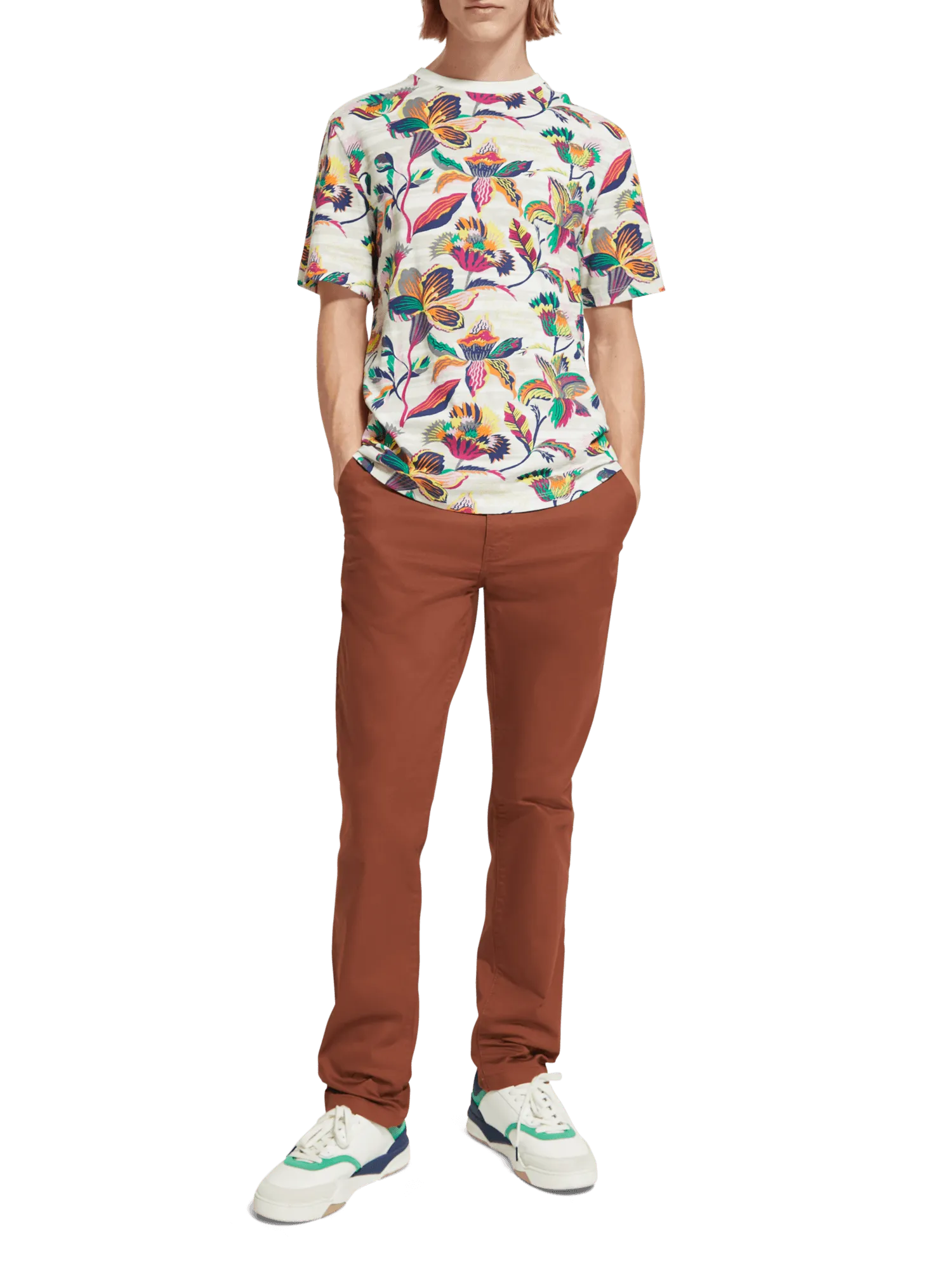 Camiseta Scotch and Soda Regular Fit Algodón Orgánico Print Allover - ECRU