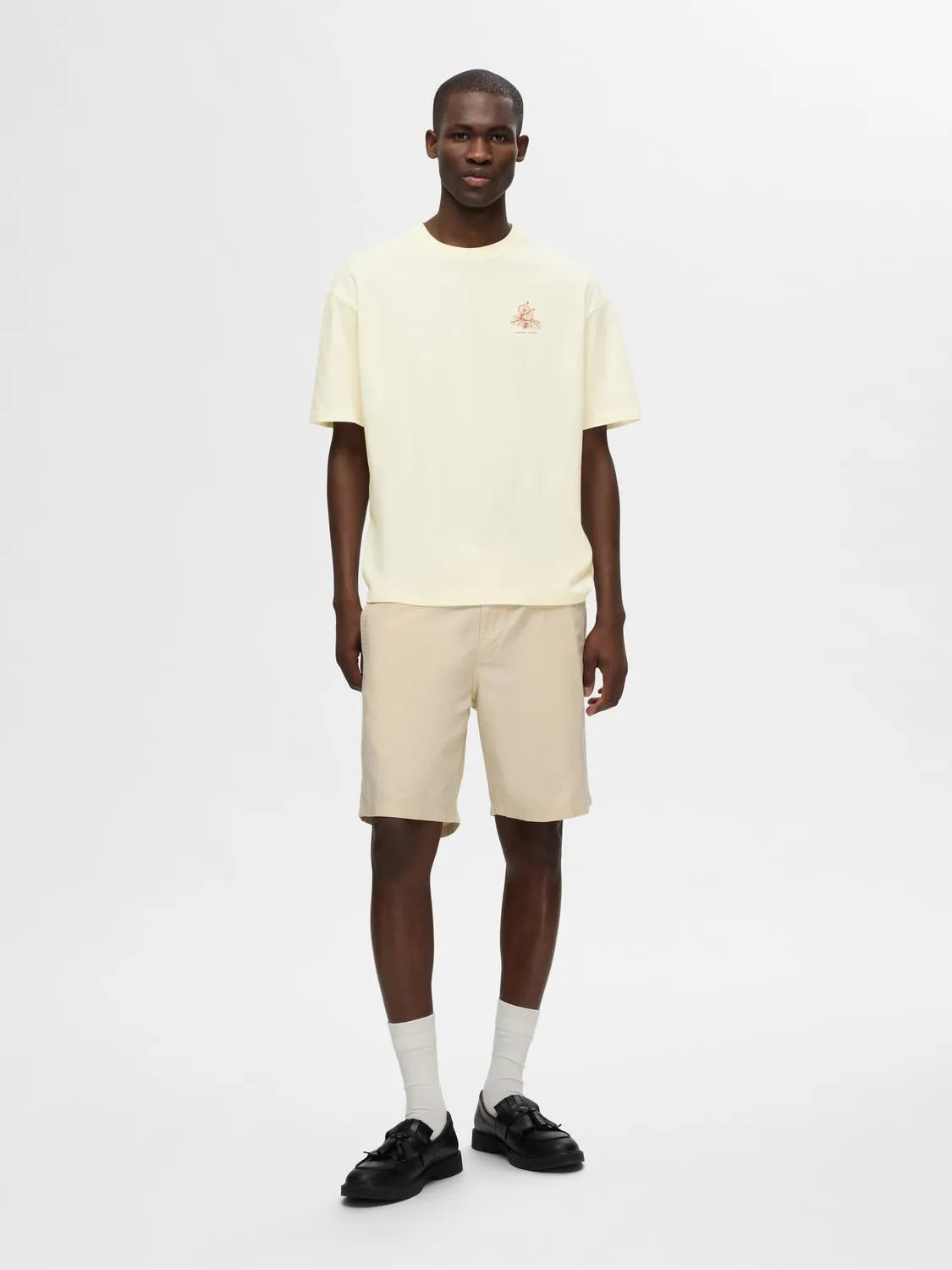 Camiseta Selected Loose Corby Egret - ECRU