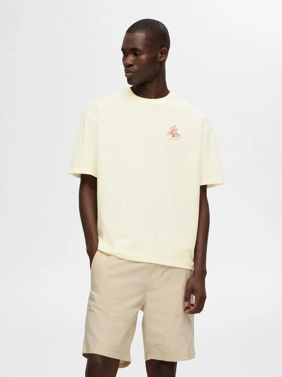 Camiseta Selected Loose Corby Egret - ECRU