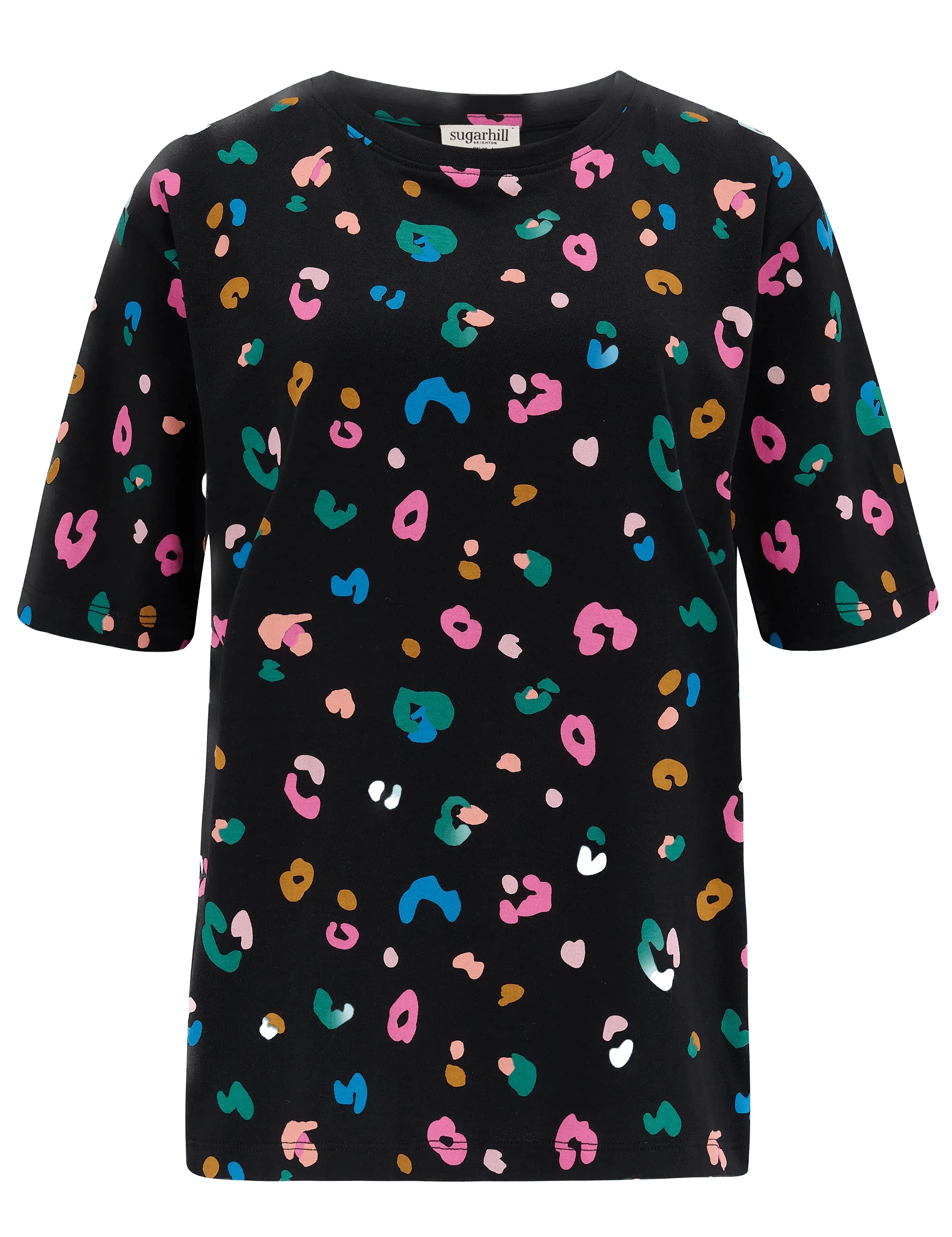 Camiseta Sugarhill Kinsley Black Paintbox Leopard - ECRU