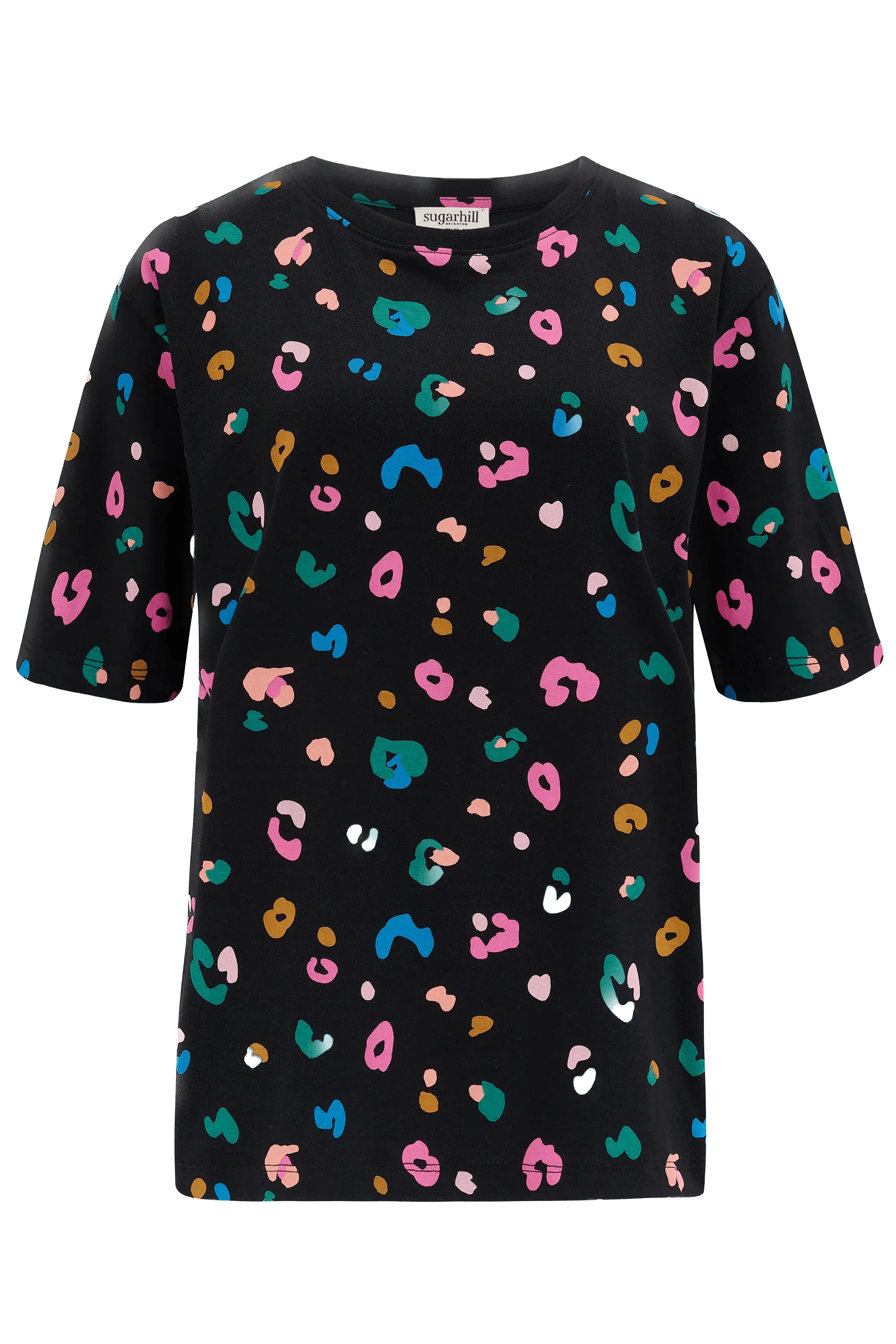 Camiseta Sugarhill Kinsley Black Paintbox Leopard - ECRU