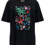 Camiseta Sugarhill Kinsley Relaxed Black Tigers & Toucans - ECRU