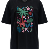 Camiseta Sugarhill Kinsley Relaxed Black Tigers & Toucans - ECRU