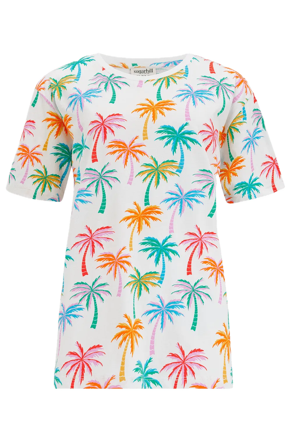 Camiseta Sugarhill Kinsley Relaxed Multi Rainbow Palms - ECRU