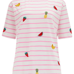 Camiseta Sugarhill Kinsley Relaxed Off-White Pink Fruit Embroidery - ECRU