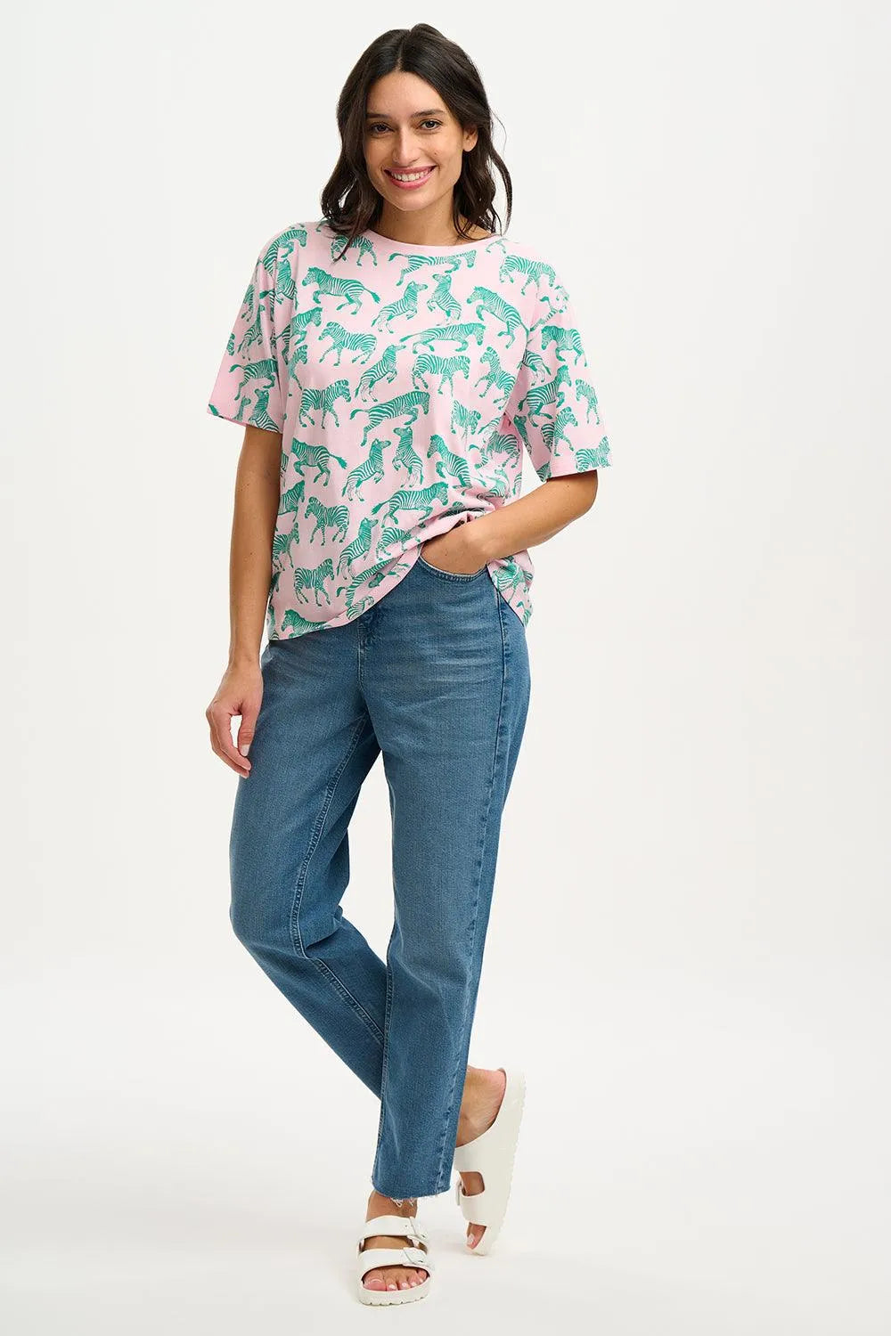 Camiseta Sugarhill Kinsley Relaxed Zebra Repeat - ECRU