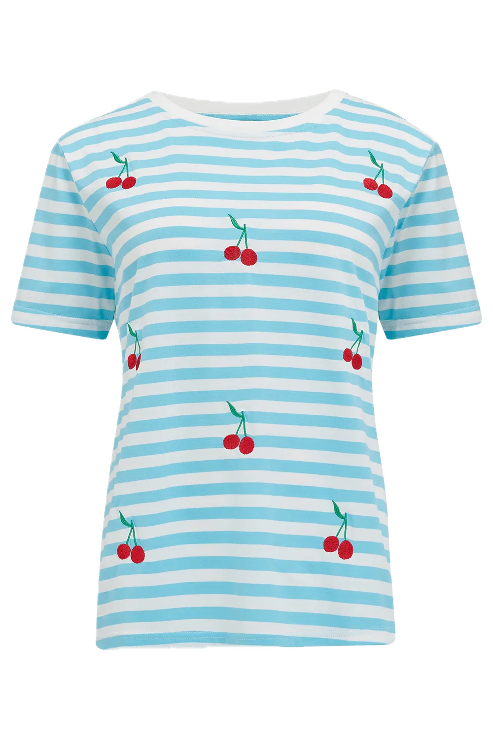 Camiseta Sugarhill Maggie Blue White Cherry Embroidery - ECRU