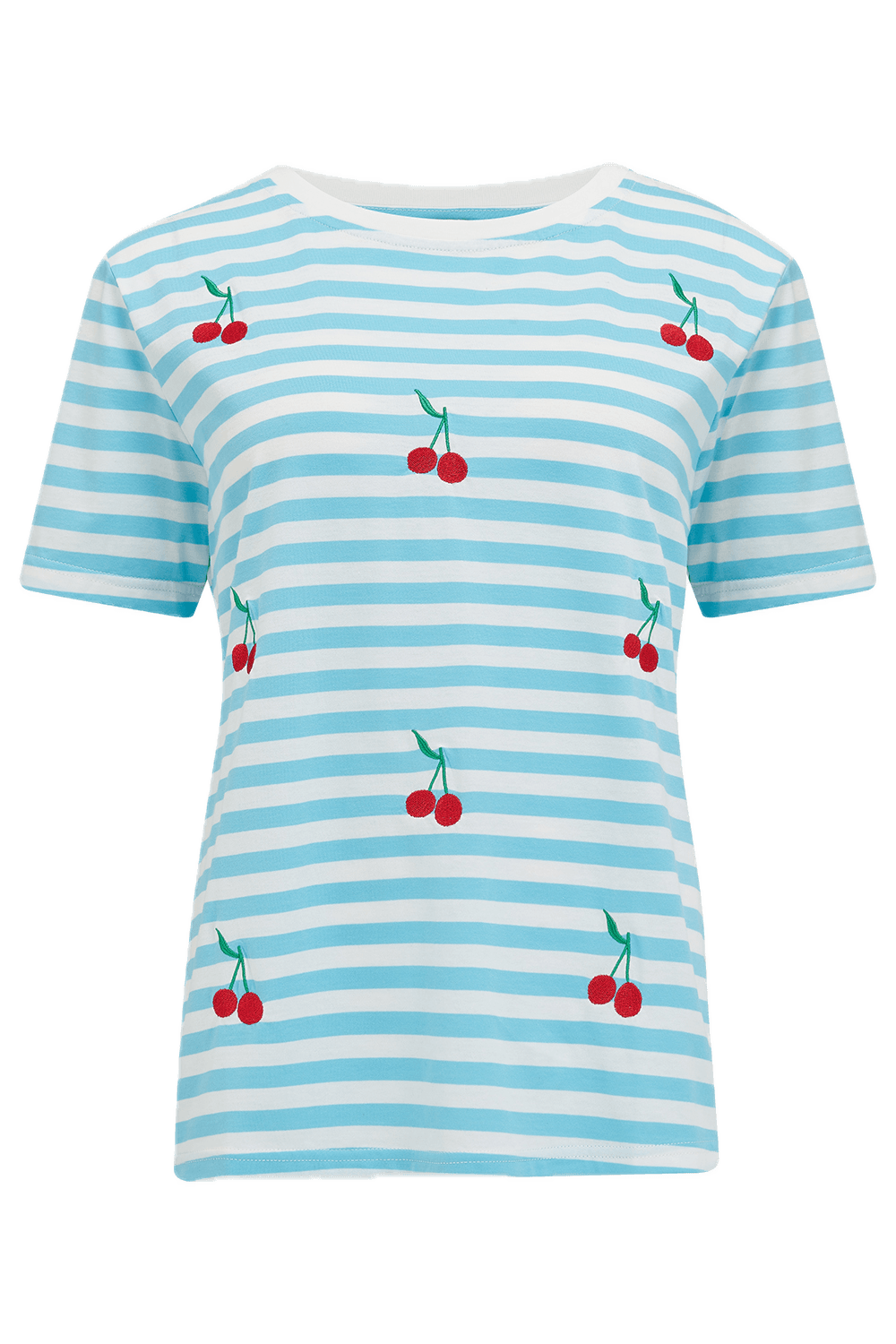 Camiseta Sugarhill Maggie Blue White Cherry Embroidery - ECRU