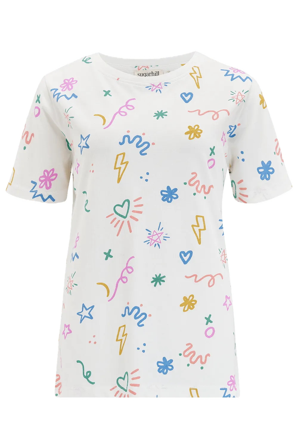 Camiseta Sugarhill Maggie Off-White Doodle Print - ECRU