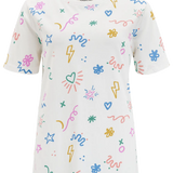 Camiseta Sugarhill Maggie Off-White Doodle Print - ECRU
