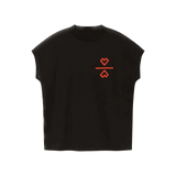 Camiseta Thinking Mu Parches Negra 2 Hearts Volta - ECRU