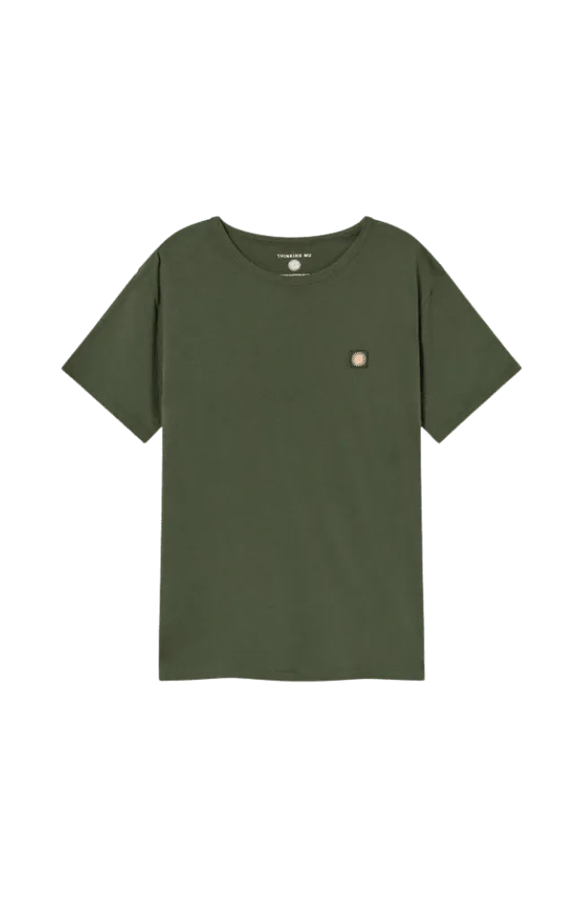Camiseta Thinking Mu Verde Sol Espalda Coral - ECRU