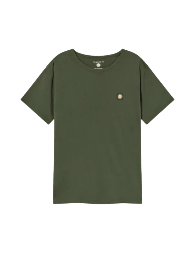 Camiseta Thinking Mu Verde Sol Espalda Coral - ECRU