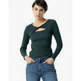 Camiseta Tiffosi Cora Canalé Cut Out Verde - ECRU