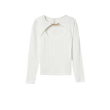 Camiseta Tiffosi Taylor Cut Out con Aplique Dorado - ECRU