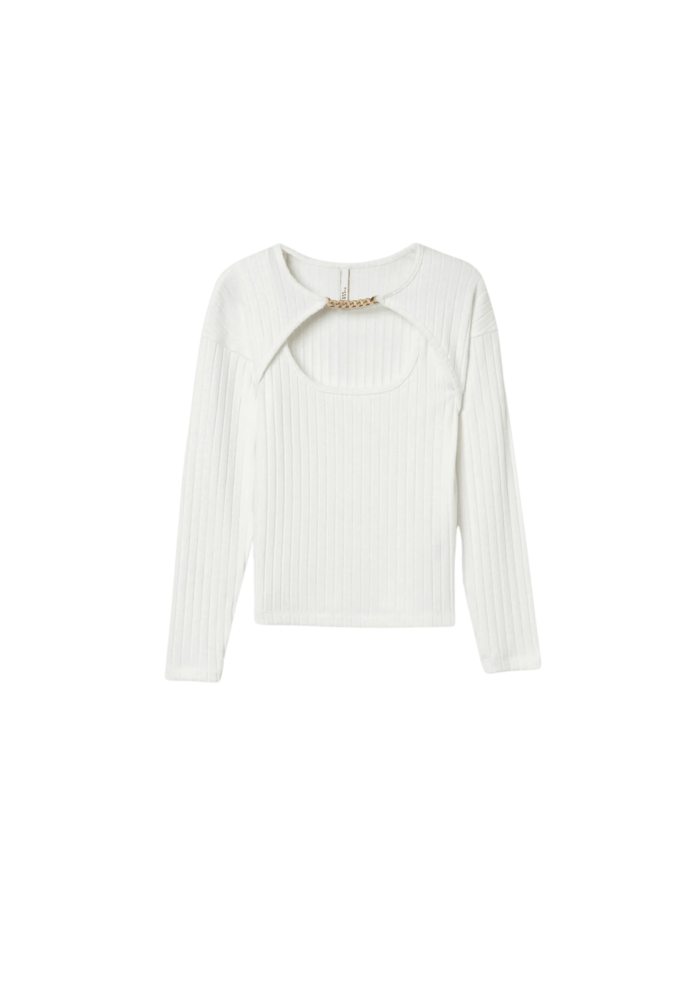 Camiseta Tiffosi Taylor Cut Out con Aplique Dorado - ECRU