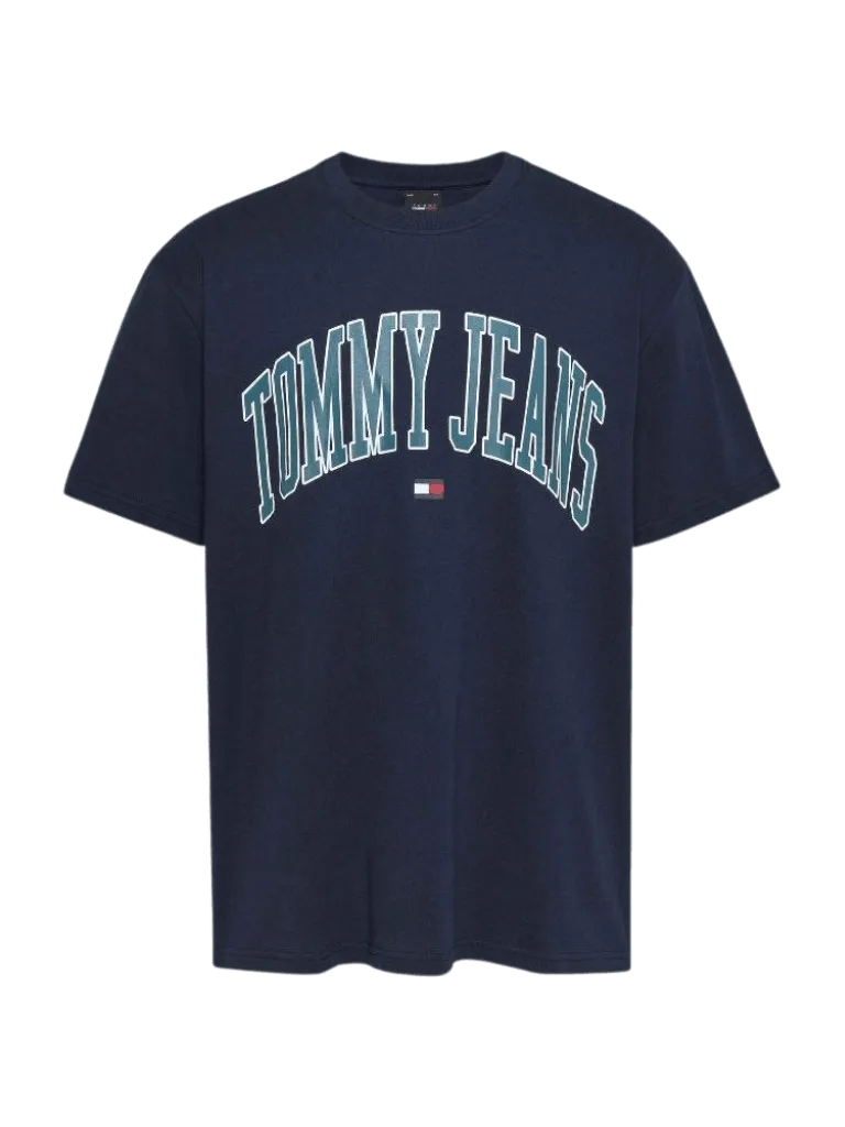 Camiseta Tommy Jeans Popcolor Varsity Dark Night Navy - ECRU