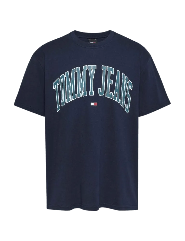 Camiseta Tommy Jeans Popcolor Varsity Dark Night Navy - ECRU