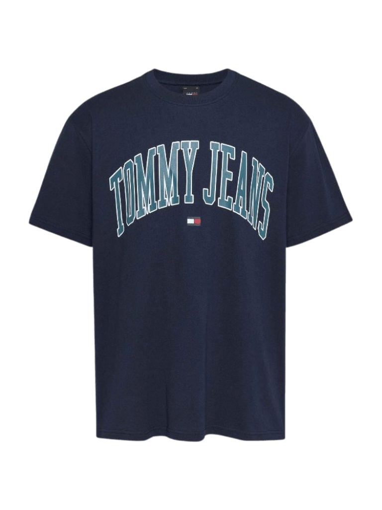Camiseta Tommy Jeans Popcolor Varsity Dark Night Navy - ECRU