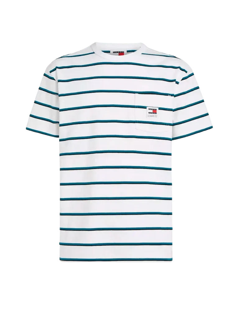 Camiseta Tommy Jeans Reg Easy Stripes White - ECRU