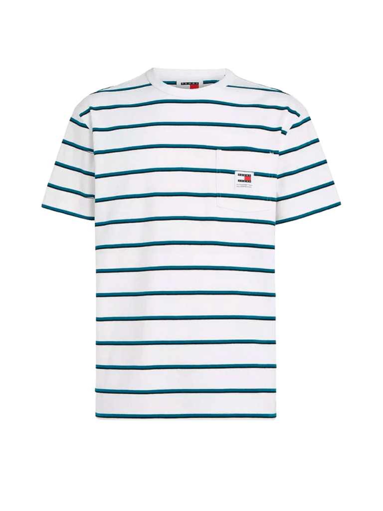 Camiseta Tommy Jeans Reg Easy Stripes White - ECRU