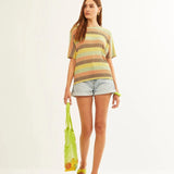 Camiseta Xantik Oversize Accordion Rainbow - ECRU