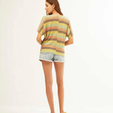 Camiseta Xantik Oversize Accordion Rainbow - ECRU