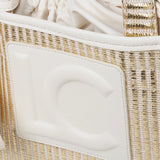 LOLA CASADEMUNT Tasche mit Raw Raffia-Effekt und Metall-Tragetasche 