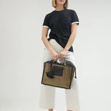 Bolso LOLA CASADEMUNT Capazo Efecto Rafia Negro Metal