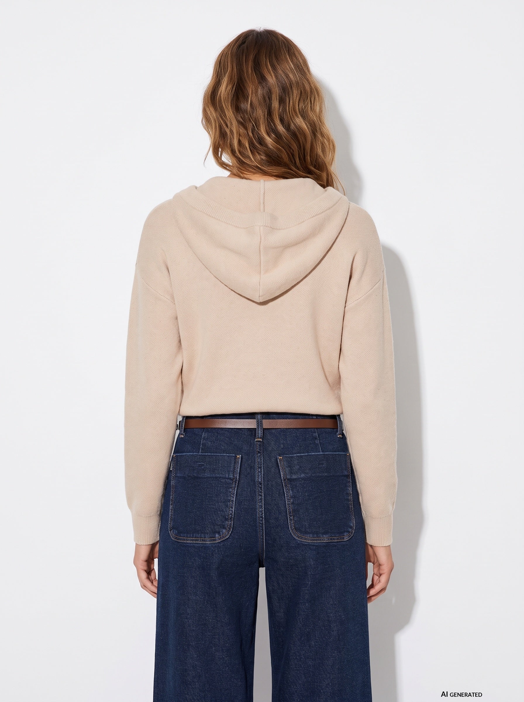 Cárdigan con capucha TIFFOSI Joan beige — espalda con modelo