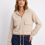 Cárdigan con capucha TIFFOSI Joan beige — frontal con modelo
