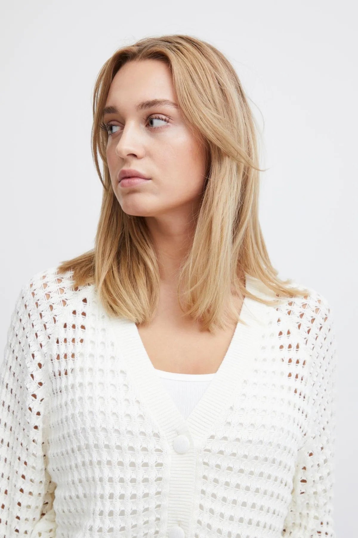 Cardigan ICHI Laluha Blanco - ECRU