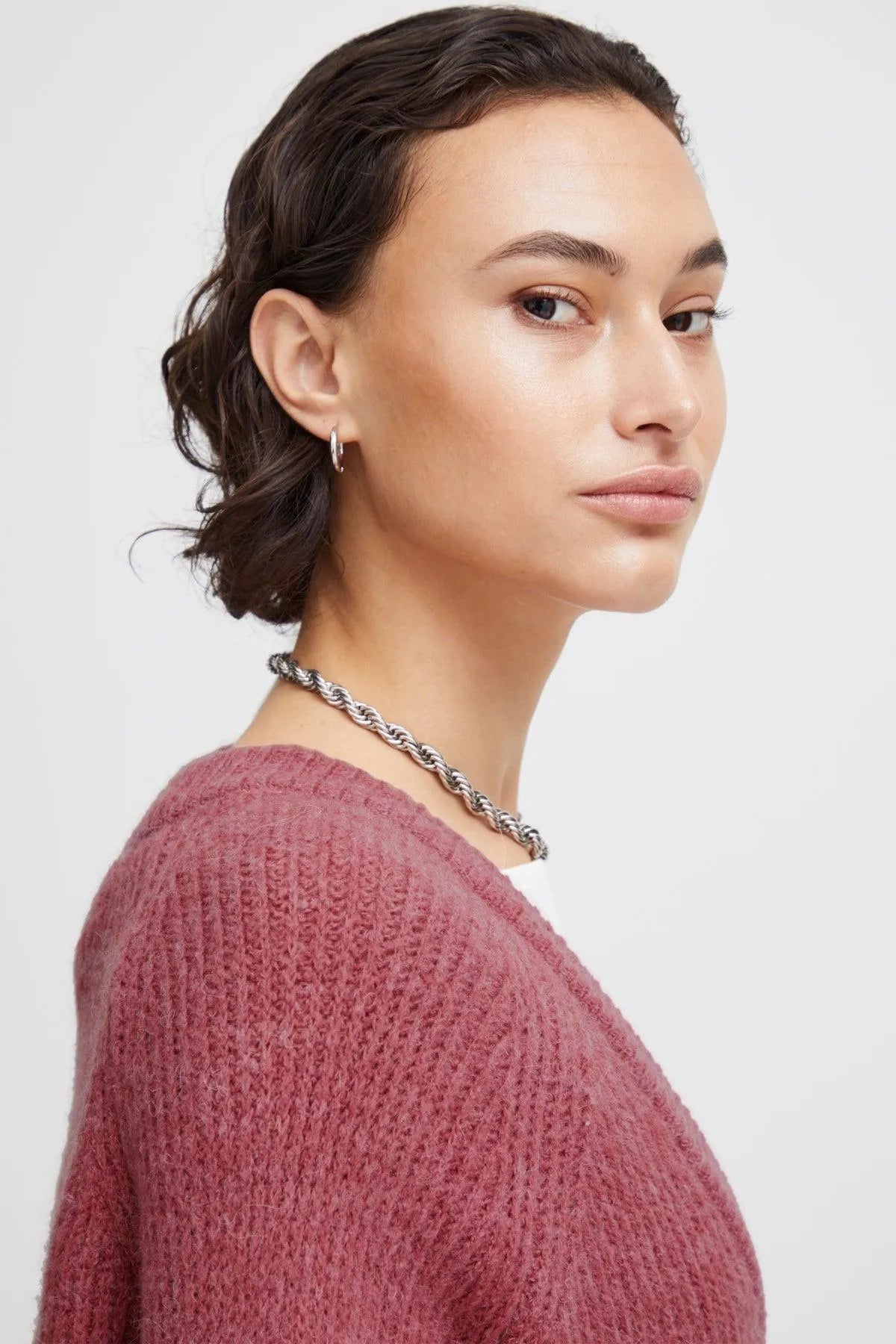 Cardigan ICHI Marin Heather Rose - ECRU